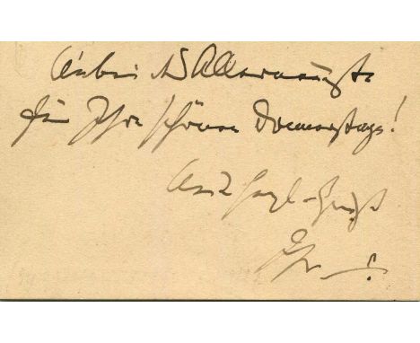 BRAHMS JOHANNES: (1833-1897) German composer, pianist and conductor of the mid-Romantic period. A.N., unsigned, to the verso 