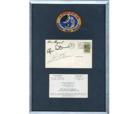 APOLLO XIV: Signed cover by all three crew members of the Apollo XIV mission (1971) individually, comprising Alan Shepard (Co