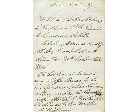WELLINGTON DUKE OF: (1769-1852) Anglo-Irish Field Marshal, the victor of Waterloo. British Prime Minister 1828-30, 1834. A.L.