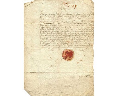 JAMES VI & I: (1566-1625) King of Scotland (as James VI) 1567-1625 and King of England & Ireland 1603-25. L.S., James R, as K