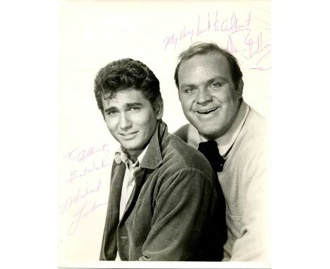 BONANZA: Vintage signed and inscribed 8 x 10 photograph by both Michael Landon (Joseph 'Little Joe' Cartwright) and Dan Block