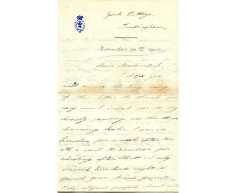 EDWARD VIII: (1894-1972) King of the United Kingdom January - December 1936. Later Duke of Windsor. An early A.L.S., Edward, 