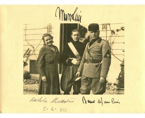 MUSSOLINI BENITO: (1883-1945) Italian Fascist Dictator of World War II. An excellent vintage signed sepia 9.5 x 7 photograph 