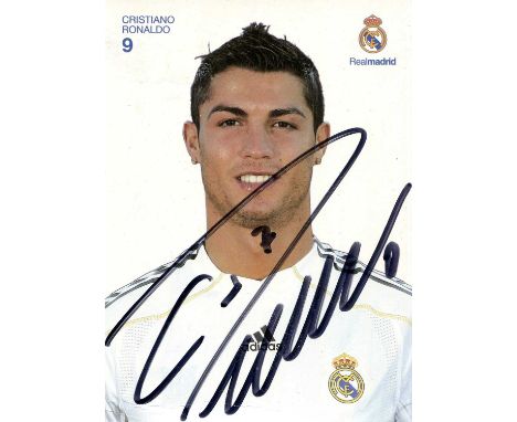 RONALDO CRISTIANO: (1985- ) Portuguese Footballer, five-time European Cup and Ballon d´Or winner. Signed colour 4 x 6 postcar