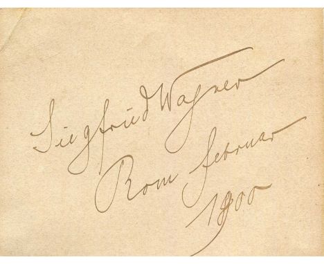 WAGNER SIEGFRIED: (1869-1930) German composer and conductor, the son of Richard Wagner. A fine fountain pen ink signature ('S