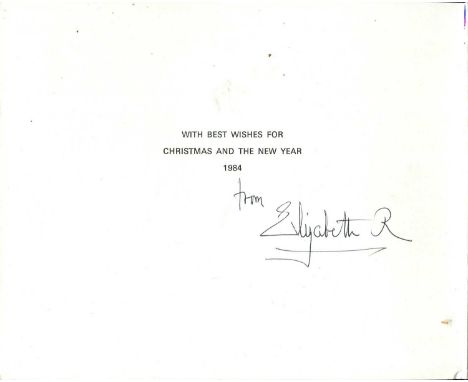 ELIZABETH THE QUEEN MOTHER: (1900-2002) Queen Consort of King George VI. Signed Christmas greetings card by Queen Elizabeth, 
