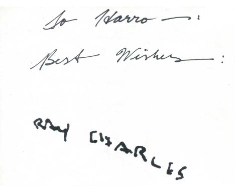 CHARLES RAY: (1930-2004) American singer, songwriter and pianist. An extremely rare, bold black ink signature ('RAY CHARLES')