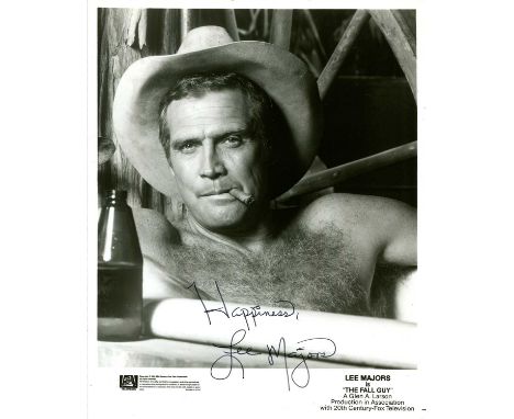 MAJORS LEE: (1939- ) American actor. Signed 8 x 10 photograph of Majors in a bare-chested head and shoulders pose, wearing a 