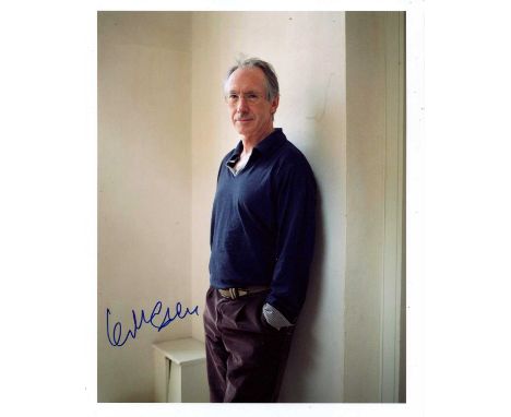 MCEWAN IAN: (1948- ) British novelist and screenwriter. Signed colour 8 x 10 photograph of McEwan standing in a three-quarter