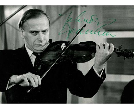 MENUHIN YEHUDI: (1916-1999) American-born British Violinist. A good signed 8.5 x 6.5 photograph `Yehudi Menuhin´, the Presseb