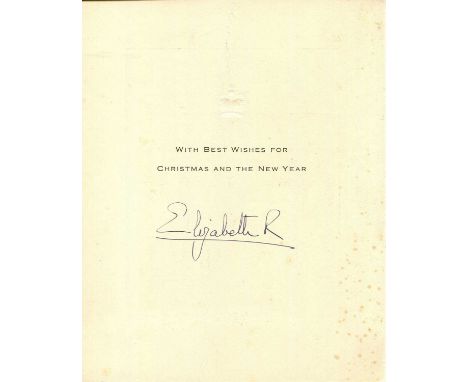ELIZABETH II: (1926-2022) Queen of the United Kingdom 1952-2022. Vintage signed Christmas greetings card by Queen Elizabeth I