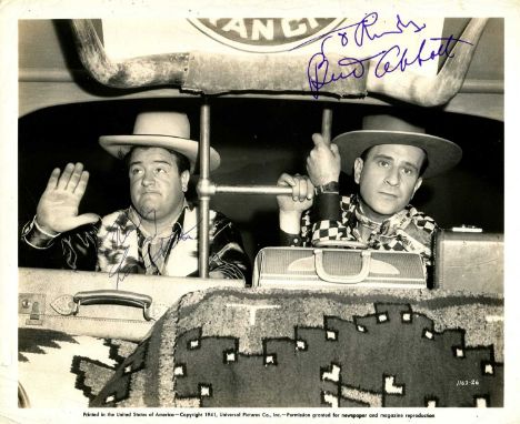 ABBOTT BUD (1897-1974) &amp; COSTELLO LOU (1906-1959) American film comedy duo. Vintage signed and inscribed sepia 10 x 8 pho