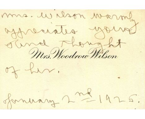 WILSON EDITH: (1872-1961) First Lady of the United States 1915-21, the second wife of American President Woodrow Wilson. A.N.
