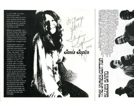 JOPLIN JANIS: (1943-1970) American singer and songwriter. A vintage printed folio (approx. 30 x 30 cm) souvenir programme for