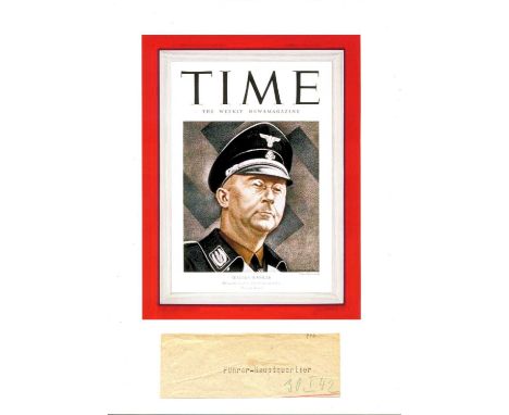 HIMMLER HEINRICH: (1900-1945) Nazi German politician, Reichsfuhrer of the Schutzstaffel (SS) 1929-45. Green indelible pencil 
