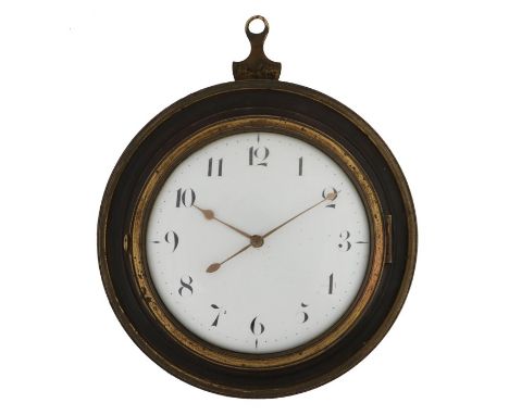 Early 19th Century wall clock by James Hawke of Bury St Edmunds, the white enamel dial with Arabic numerals, the movement sig