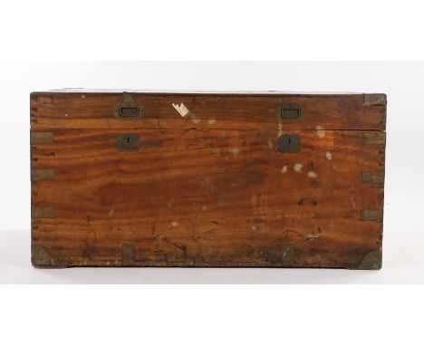 19th Century camphorwood trunk, the metal strapping to the lid and body, the name R.J. Paterson to the top, 109cm wide 55cm d