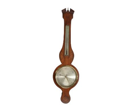 George III mahogany wheel barometer by Cetti &amp; Co, 54 Red Lion Street, Holborn, London, the broken arch pediment with cen