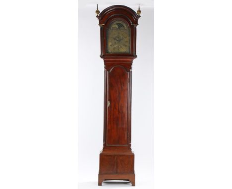 George III mahogany longcase clock, Thomas Wilmhurst, Deal, the arched hood above the arched glazed door and long trunk door 