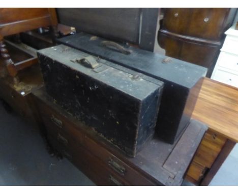 SELECTION OF EARLY TWENTIETH CENTURY AND LATER WOODWORKERS HAND TOOLS, (contents of two ebonised wooden boxes) 