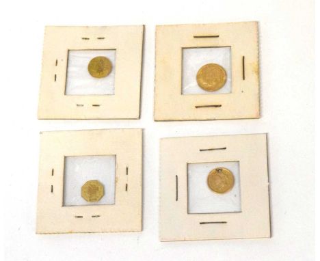 Quantity of four American 19th Century gold coins to include 1876 $½ coin, 1851 gold $1 coin, 1873 $½ and 1974 $1 coin (4)