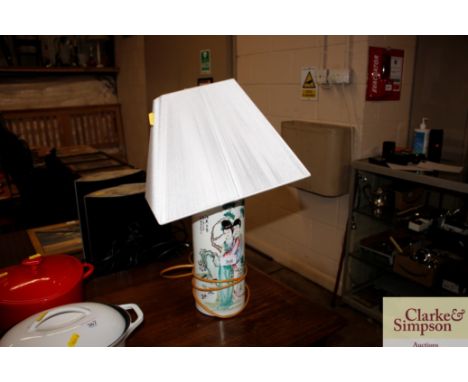 A Chinese pottery table lamp