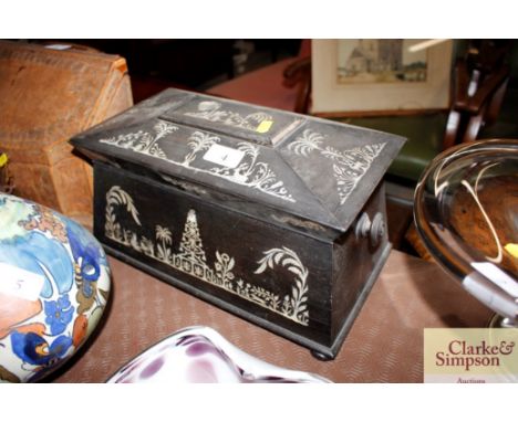 A 19th Century rosewood and mother of pearl inlaid tea caddy  AF