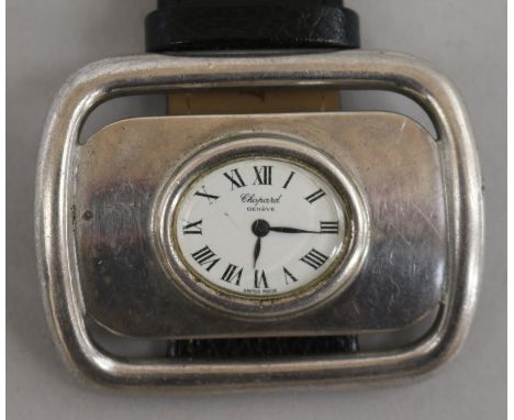 A silver Chopard Geneve manual wind 'buckle' wrist watch.