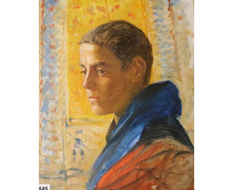 Nils Asplund (1874-1958), oil on canvas, portrait of a young man, 48 x 39cm, unframed