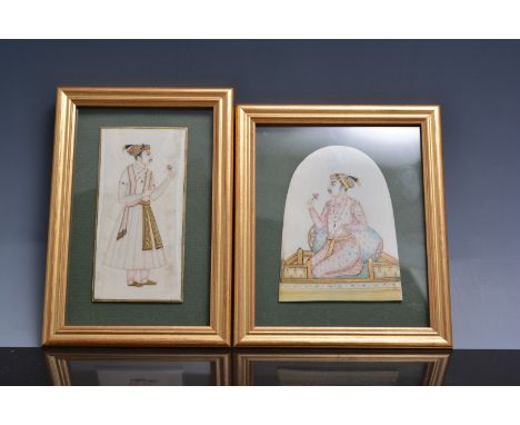 Collection of five Persian portrait miniatures, each mounted and framed, together with a ceramic panel, Chinese Republican St