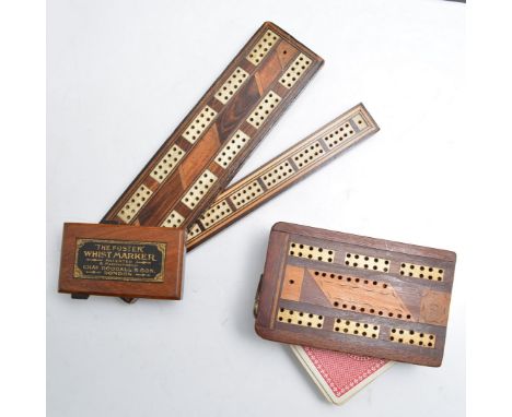 The Foster Whist Market, by Chas Goodall & Son, London, 10cm and two cribbage boards (3).
