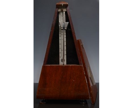 Mahogany cased obelisk shape metronome, labelled Maelzel Paquet, 24cm.