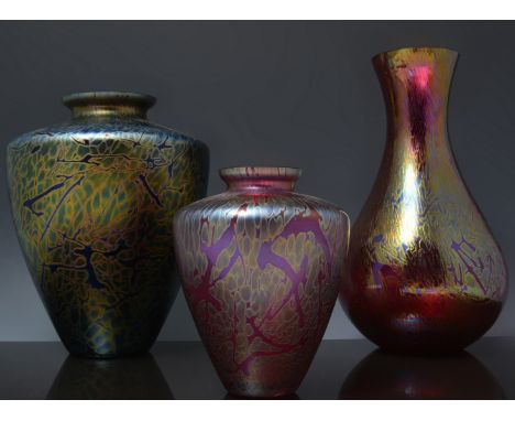 Royal Brierley art glass shouldered vase, 14cm and three other art glass vases (4).