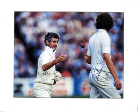 Cricket Mike Brearley and Bob Willis mounted 10x12 signed colour photo. John Michael Brearley OBE (born 28 April 1942) is a r