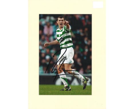 Football Roy Keane 16x12 overall mounted signed colour photo pictured in action for Celtic. Roy Maurice Keane (born 10 August