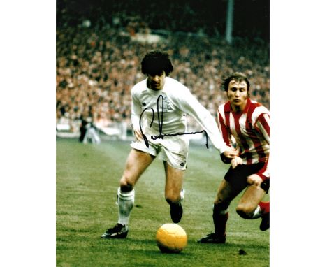 Football Peter Lorimer 10x8 signed colour photo pictured in action for Leeds in the FA cup final 1973. Peter Patrick Lorimer 