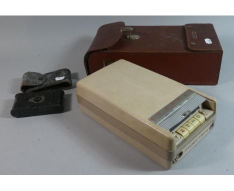 A Vintage Leather Cased Grundig Portable Tape Recorder Together with a Vintage Camera 