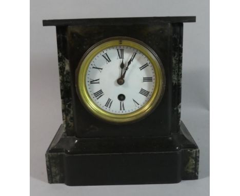 A French Slate and Marble Vintage Mantle Clock, 21.5cm High 