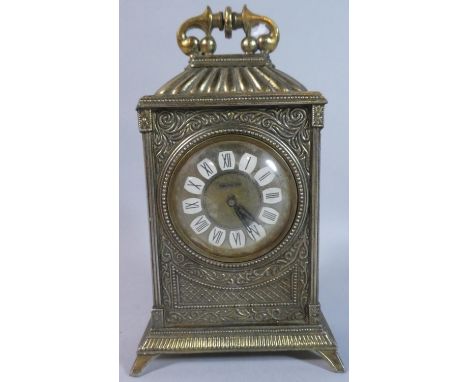 An Edwardian Brass Cased Mantle Clock, Movement in Need of Attention, 17.5cm High 