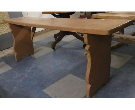 A Vintage Painted Pine Bench, 139cm Wide 