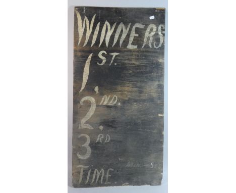 A Vintage Painted Horse Racing Winners Board From Shrewsbury Racecourse, 93cm High, Details Verso 