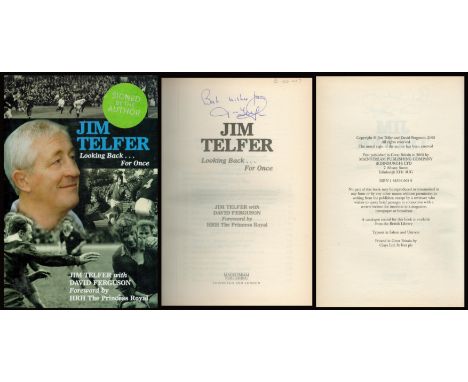 Jim Telfer signed Looking Back… For Once first edition hardback book. Good Condition. All autographs come with a Certificate 