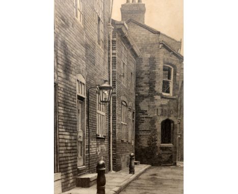 Stuart Walton (b. 1934), Northern street scene, a building with the sign LAMP, signed lower, signed and dated '76 lower right