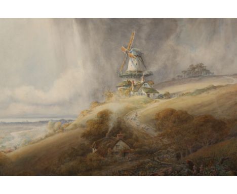 John Miller Marshall (exh. 1881-1927), The old mill on the hill, Norfolk, signed lower left, watercolour, framed. 49cm by 72c