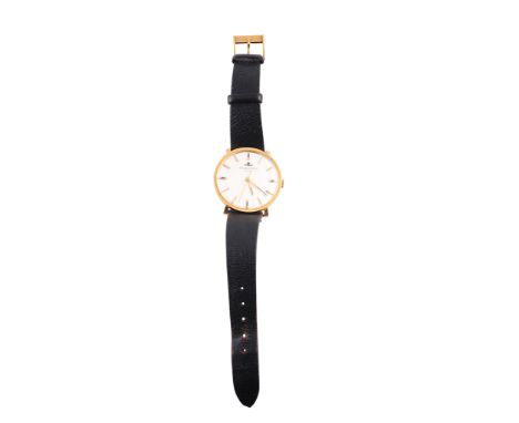 A gentleman's yellow metal wristwatch, signed Jaeger-Le-Coultre Club, the circular dial with centre sweep seconds and baton n