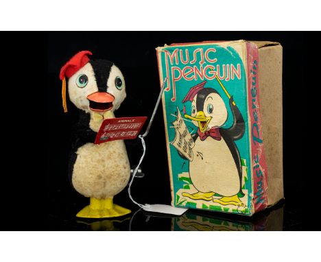 Japanese Musical Penguin In Original Box Clock Work Toy By NGT 