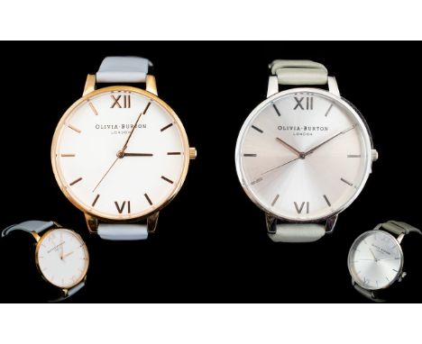 Olivia Burton London Two Contemporary Oversized Fashion Watches Each in as new, unworn condition, the first a rose gold state