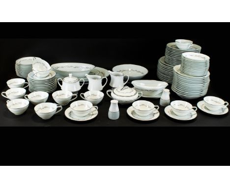Noritake China Dinner Service 'Graywood' Design. Approx 95 pieces, Comprising 12 dinner plates,12 cups and saucers and 12 sid