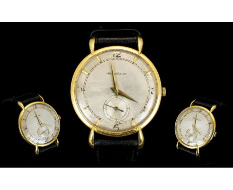 Jaeger - LeCoultre Gentlemans 18ct Gold Wristwatch Silver dial with Arabic and baton numerals to the points, with subsidiary 