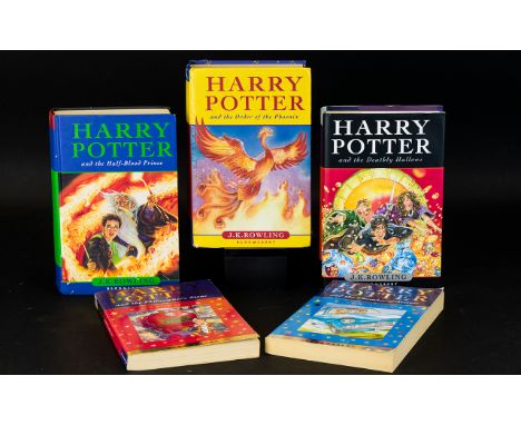 A Collection Of Harry Potter Books To Include Harry Potter And The Order Of The Phoenix, Harry Potter And The Deathly Hallows